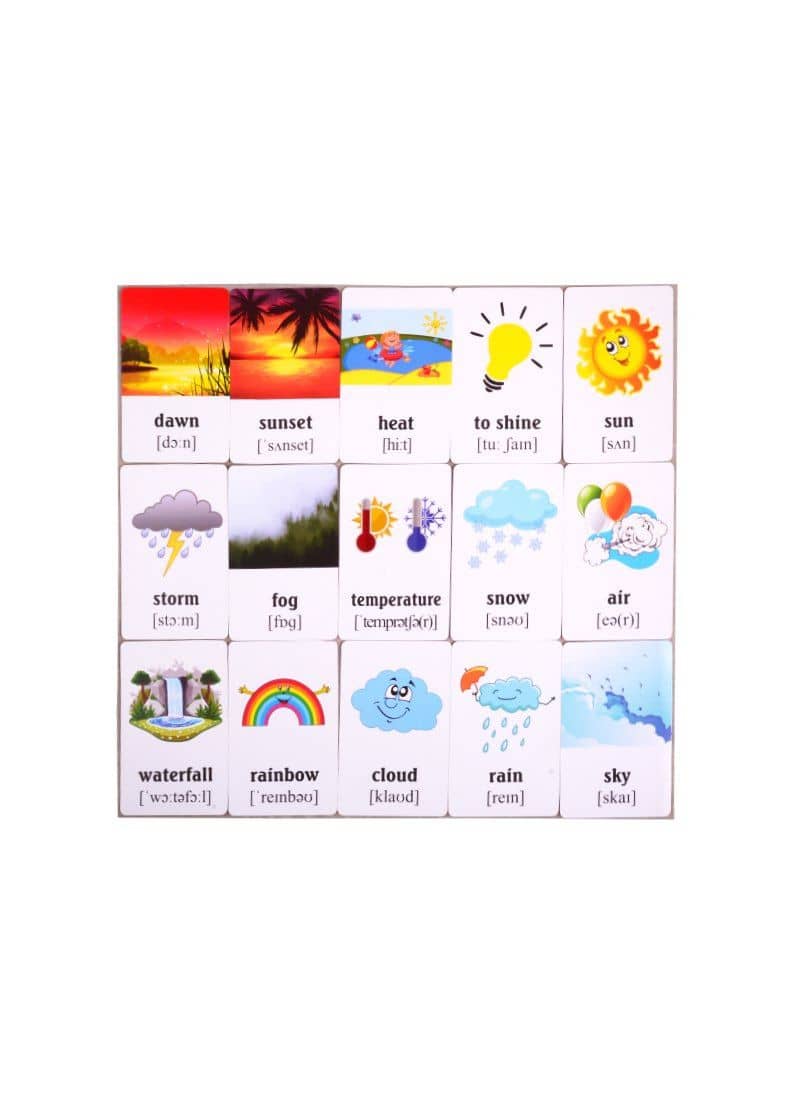 Учим английские слова. Развивающие карточки "Nature and Weather / Природа и погода" (3)