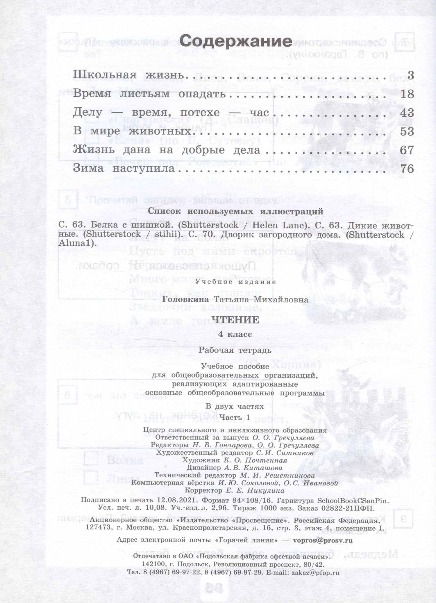 Чтение. 4 класс. Рабочая тетрадь. В 2 частях. Часть 1 (для обучающихся с интеллектуальными нарушениями) — Татьяна Михайловна Головкина (2)