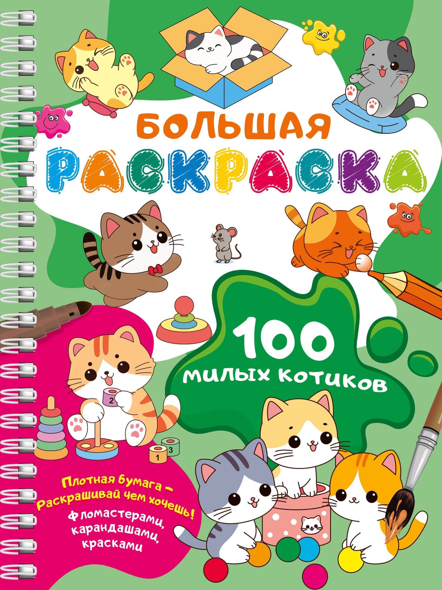 100 милых котиков. Большая раскраска — Валентина Геннадьевна Дмитриева