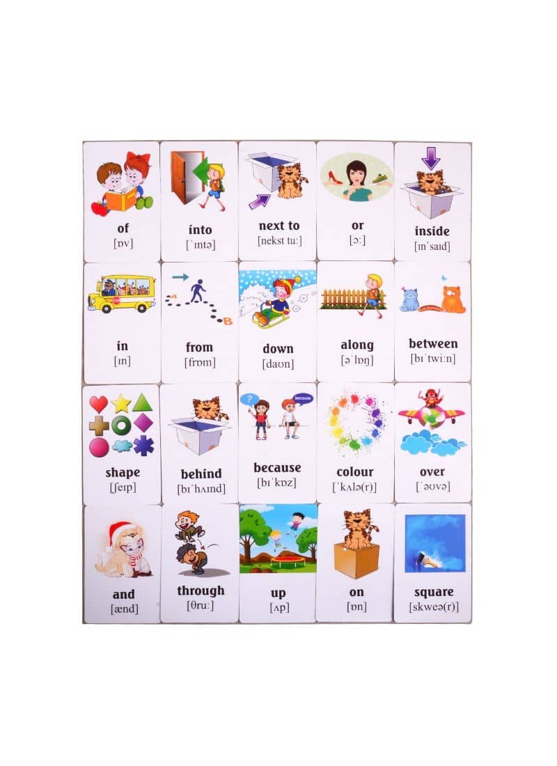 Учим английские слова. Развивающие карточки "Colors, Ahapes and Prepositions / Цвета, формы и предлоги" (2)