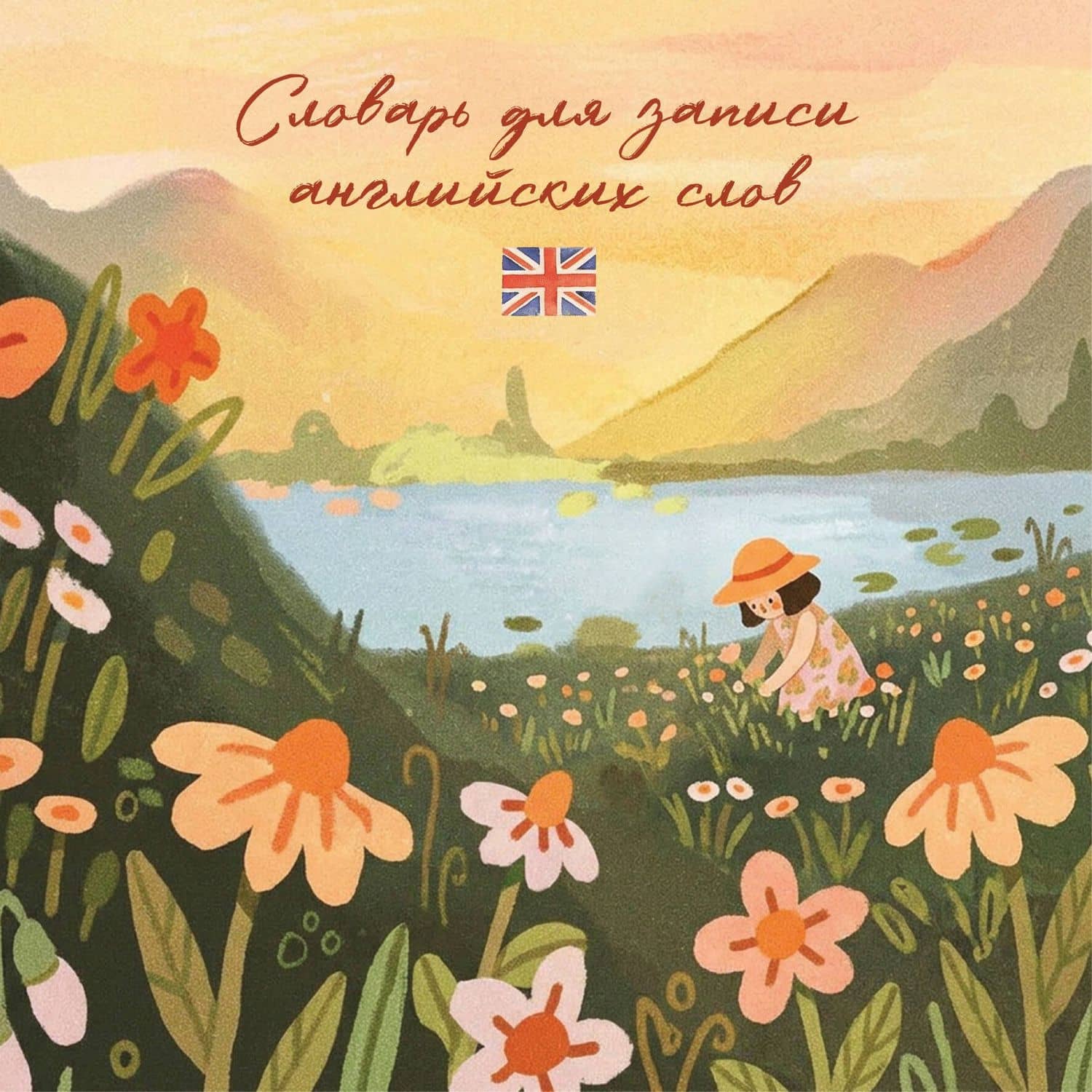 Словарь для записи английских слов (15х15 см) (Цветочное поле)