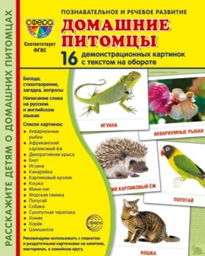 Домашние питомцы. 16 демонстрационных картинок с текстом на обороте — Татьяна Владиславовна Цветкова