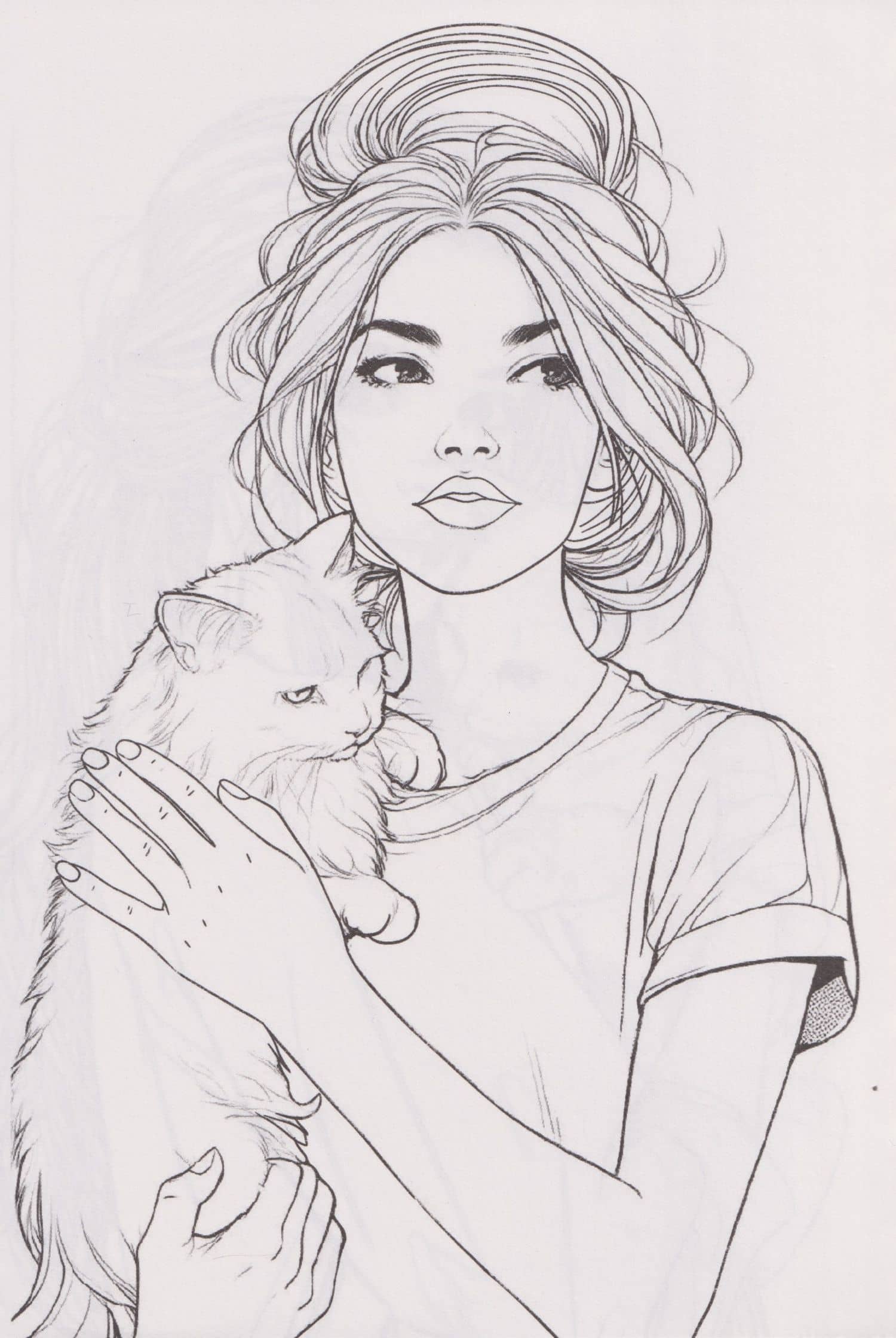 Раскраска. Девушки. Girls & Cats (3)