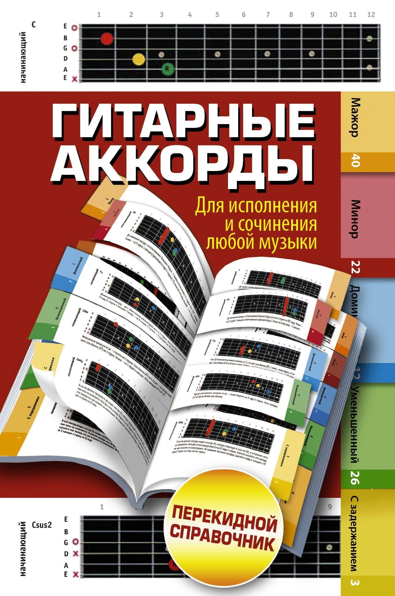 Гитарные аккорды. Для исполнения и сочинения любой музыки. Перекидной справочник