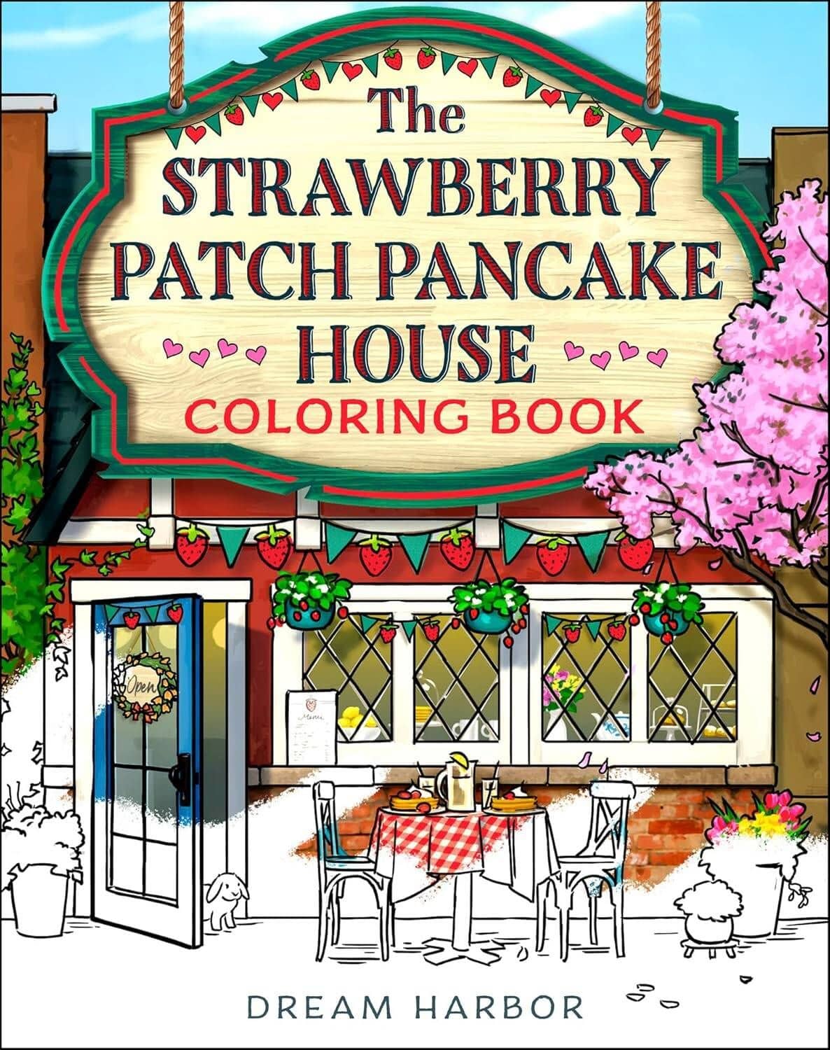 Strawberry patch pancake house coloring book (Laurie Gilmore) Блинный домик на клубничной грядке, раскраска (Лори Гилмор) /Книги на английском языке (2)