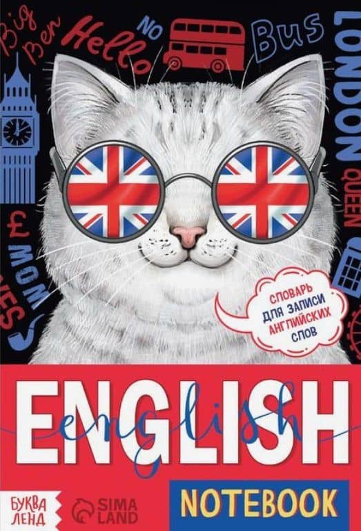 Словарь для записи английских слов English notebook "Кот"