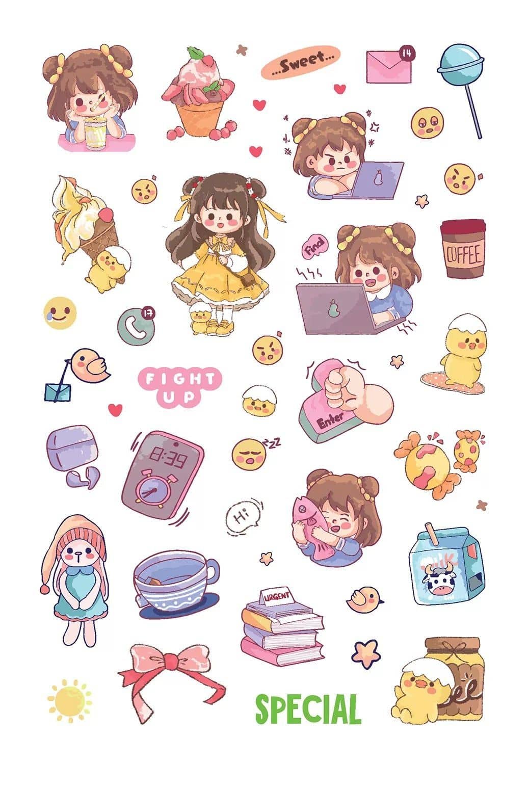 Наклейки Kawaii Club (розовая обложка) (2)